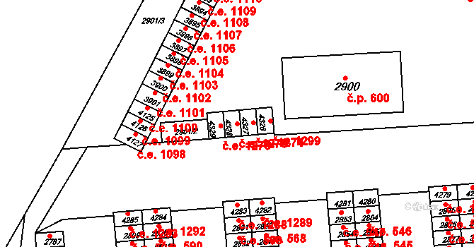 Kuřim 1275 na parcele st. 4328 v KÚ Kuřim, Katastrální mapa