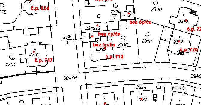 Poděbrady III 713, Poděbrady na parcele st. 2315 v KÚ Poděbrady, Katastrální mapa