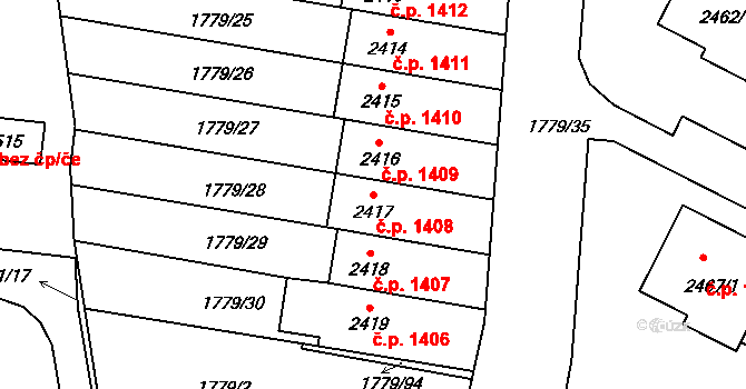 Stříbro 1408 na parcele st. 2417 v KÚ Stříbro, Katastrální mapa