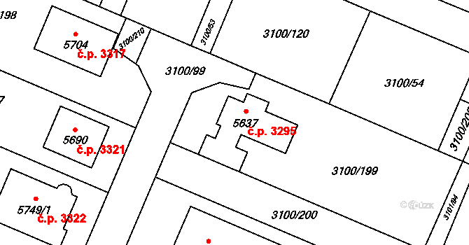 Břeclav 3295 na parcele st. 5637 v KÚ Břeclav, Katastrální mapa