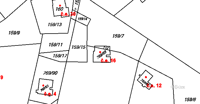 Podvihov 16, Opava na parcele st. 112 v KÚ Podvihov, Katastrální mapa