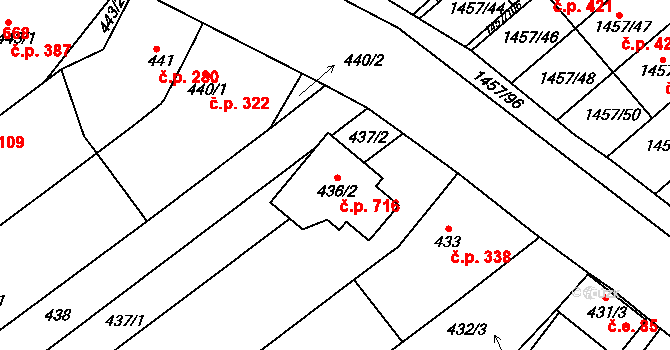 Troubsko 716 na parcele st. 436/2 v KÚ Troubsko, Katastrální mapa