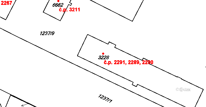 Zábřeh 2289,2290,2291, Ostrava na parcele st. 3228 v KÚ Zábřeh nad Odrou, Katastrální mapa