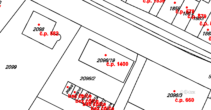 Velké Meziříčí 1400 na parcele st. 2096/19 v KÚ Velké Meziříčí, Katastrální mapa