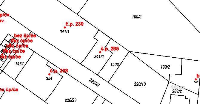 Plesná 295 na parcele st. 341/2 v KÚ Plesná, Katastrální mapa