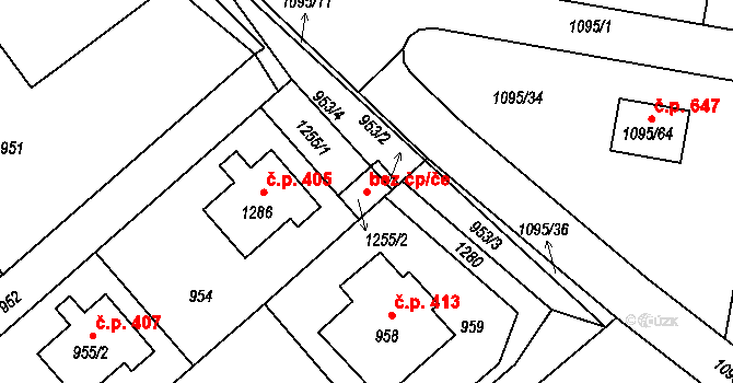 Hřebeč 38574063 na parcele st. 1255/2 v KÚ Hřebeč, Katastrální mapa
