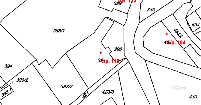 Chřibská 112 na parcele st. 391 v KÚ Chřibská, Katastrální mapa