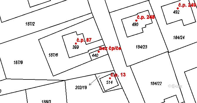 Libchavy 39384063 na parcele st. 440 v KÚ Dolní Libchavy, Katastrální mapa