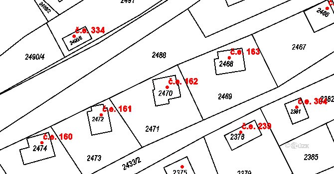 Buchlovice 162 na parcele st. 2470 v KÚ Buchlovice, Katastrální mapa
