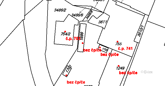 Rosice 48653063 na parcele st. 1699 v KÚ Rosice u Brna, Katastrální mapa