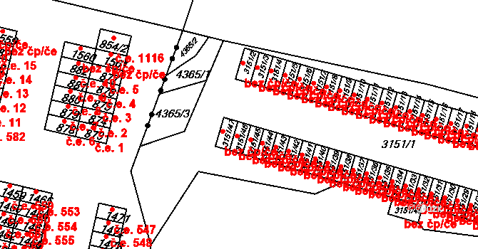 Teplice 50052063 na parcele st. 3151/46 v KÚ Teplice, Katastrální mapa