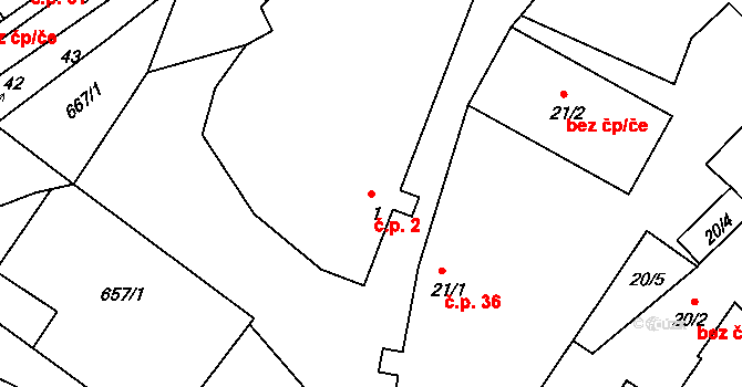 Svinčice 2, Lužice na parcele st. 1 v KÚ Svinčice, Katastrální mapa