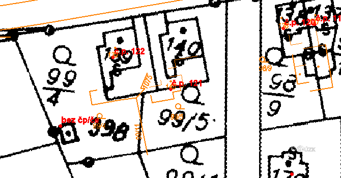 Nasavrky 121 na parcele st. 140 v KÚ Nasavrky, Katastrální mapa