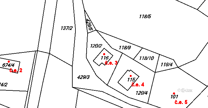Chacholice 3, Chrast na parcele st. 116 v KÚ Chacholice, Katastrální mapa