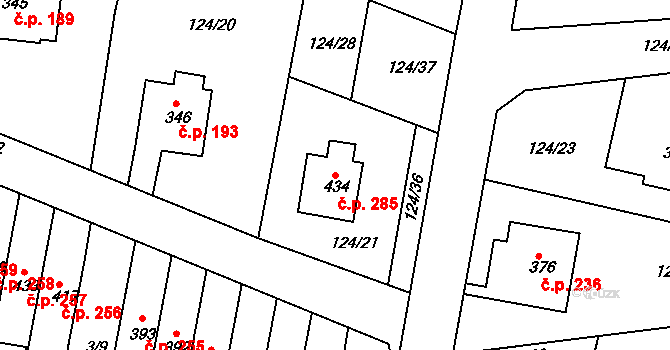 Malá Skalice 285, Česká Skalice na parcele st. 434 v KÚ Malá Skalice, Katastrální mapa