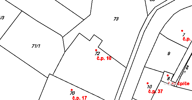 Kleny 10, Provodov-Šonov na parcele st. 72 v KÚ Kleny, Katastrální mapa