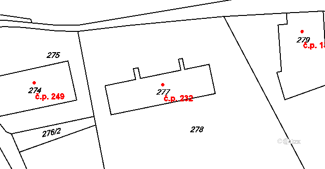 Jestřebí 232, Rájec-Jestřebí na parcele st. 277 v KÚ Jestřebí, Katastrální mapa
