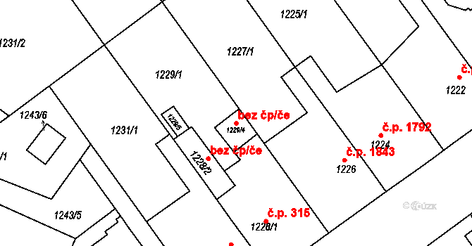 Brno 80225063 na parcele st. 1229/4 v KÚ Líšeň, Katastrální mapa