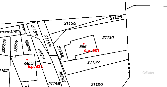 Lipov 581 na parcele st. 855 v KÚ Lipov, Katastrální mapa