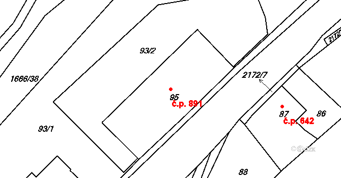 Vejprty 891 na parcele st. 95 v KÚ Vejprty, Katastrální mapa