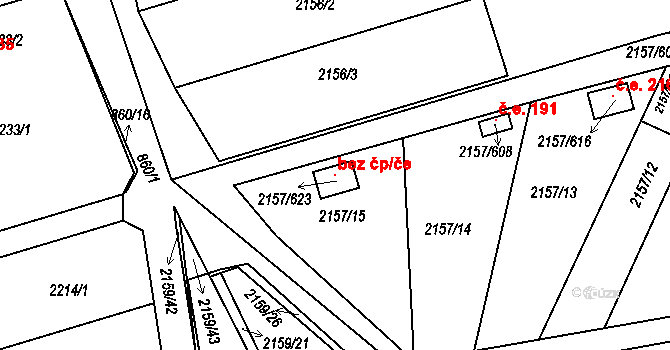 Lužice 93620063 na parcele st. 2157/623 v KÚ Lužice u Hodonína, Katastrální mapa