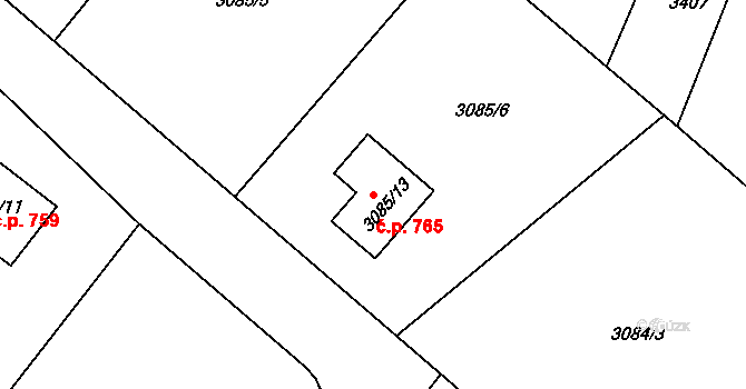 Hodkovice nad Mohelkou 765 na parcele st. 3085/13 v KÚ Hodkovice nad Mohelkou, Katastrální mapa