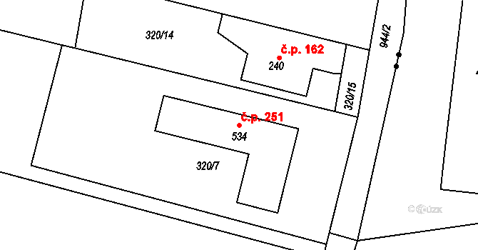 Smrkovice 251, Písek na parcele st. 534 v KÚ Smrkovice, Katastrální mapa
