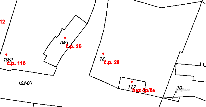 Mantov 29, Chotěšov na parcele st. 18 v KÚ Mantov, Katastrální mapa