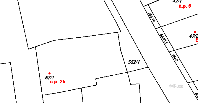 Zavadilka 25, Jizbice na parcele st. 57/1 v KÚ Jizbice u Nymburka, Katastrální mapa