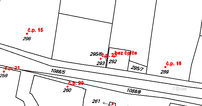 Strachovice 23, Dříteň na parcele st. 293 v KÚ Záblatí, Katastrální mapa