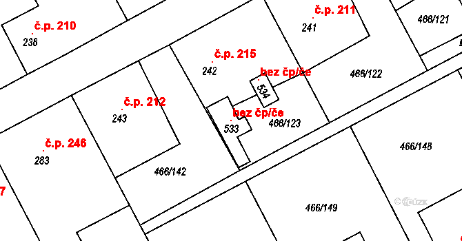 Broumy 120449064 na parcele st. 533 v KÚ Broumy, Katastrální mapa