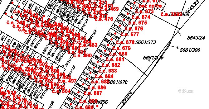 Jihlava 681 na parcele st. 5661/26 v KÚ Jihlava, Katastrální mapa