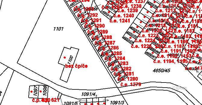 Jihlava 1284 na parcele st. 4650/10 v KÚ Jihlava, Katastrální mapa