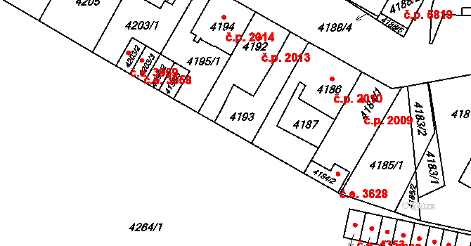 Jihlava 3631 na parcele st. 4193 v KÚ Jihlava, Katastrální mapa