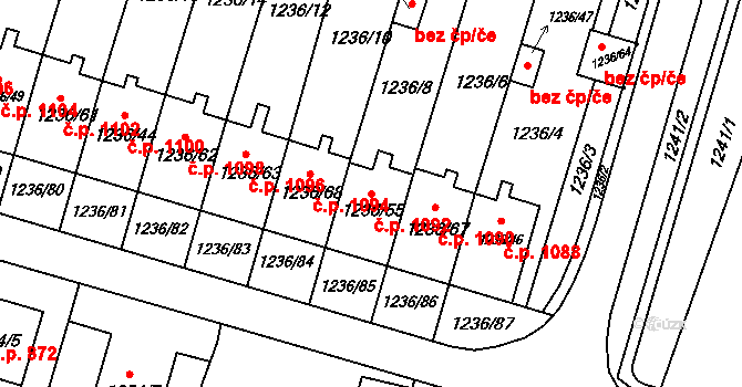 Lyžbice 1092, Třinec na parcele st. 1236/55 v KÚ Lyžbice, Katastrální mapa