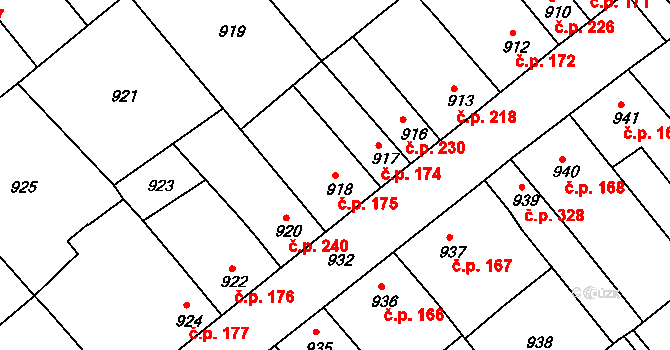Chropyně 175 na parcele st. 918 v KÚ Chropyně, Katastrální mapa