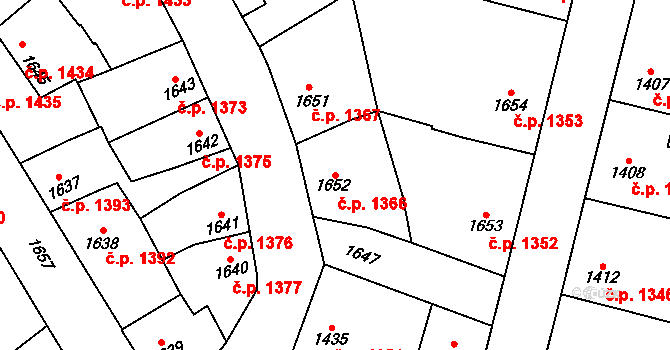 Kročehlavy 1366, Kladno na parcele st. 1652 v KÚ Kročehlavy, Katastrální mapa