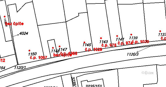 Tachov 1029 na parcele st. 1145 v KÚ Tachov, Katastrální mapa