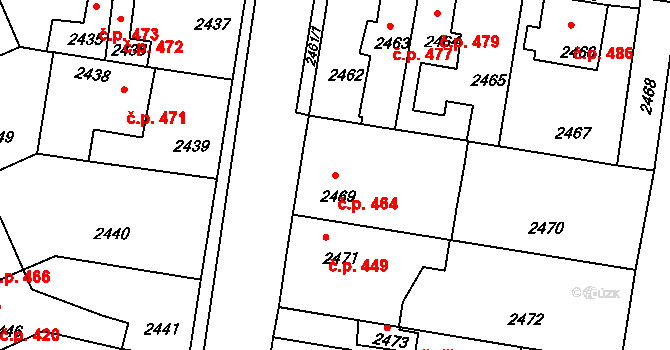 Mimoň I 464, Mimoň na parcele st. 2469 v KÚ Mimoň, Katastrální mapa