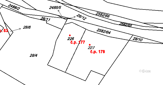 Benešov u Semil 178 na parcele st. 227 v KÚ Benešov u Semil, Katastrální mapa