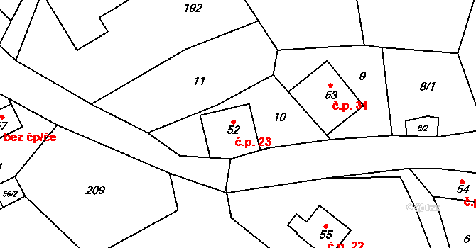 Bítouchov 23, Semily na parcele st. 52 v KÚ Bítouchov u Semil, Katastrální mapa