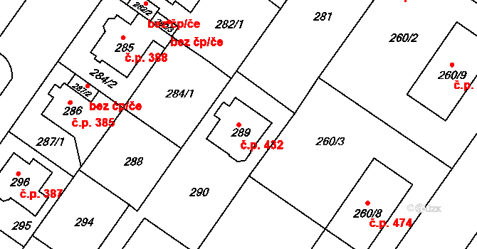 Bukov 432, Ústí nad Labem na parcele st. 289 v KÚ Bukov, Katastrální mapa