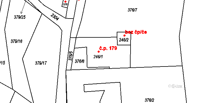 Lnáře 179 na parcele st. 246/1 v KÚ Lnáře, Katastrální mapa