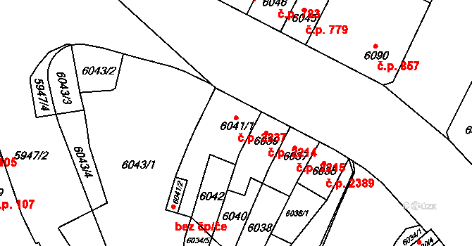Židenice 2237, Brno na parcele st. 6041/1 v KÚ Židenice, Katastrální mapa