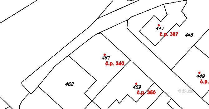 Svatava 340 na parcele st. 461 v KÚ Svatava, Katastrální mapa