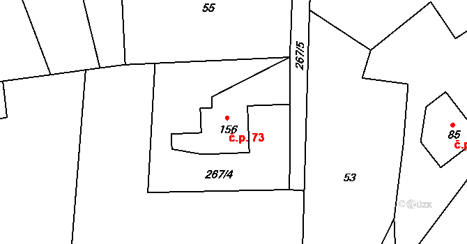 Osečnice 73 na parcele st. 156 v KÚ Osečnice, Katastrální mapa