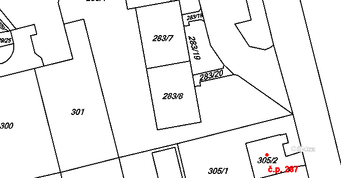 Kamýk 688,689,690,691,692,, Praha na parcele st. 283/8 v KÚ Kamýk, Katastrální mapa