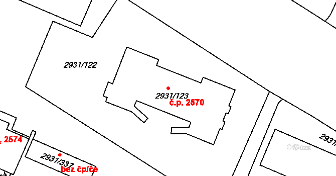 Žižkov 2570, Praha na parcele st. 2931/123 v KÚ Žižkov, Katastrální mapa