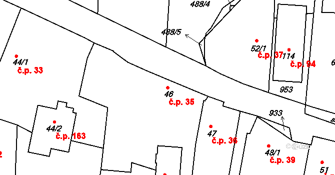 Starý Rožmitál 35, Rožmitál pod Třemšínem na parcele st. 46 v KÚ Starý Rožmitál, Katastrální mapa