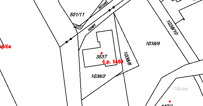 Vrchlabí 1458 na parcele st. 3537 v KÚ Vrchlabí, Katastrální mapa
